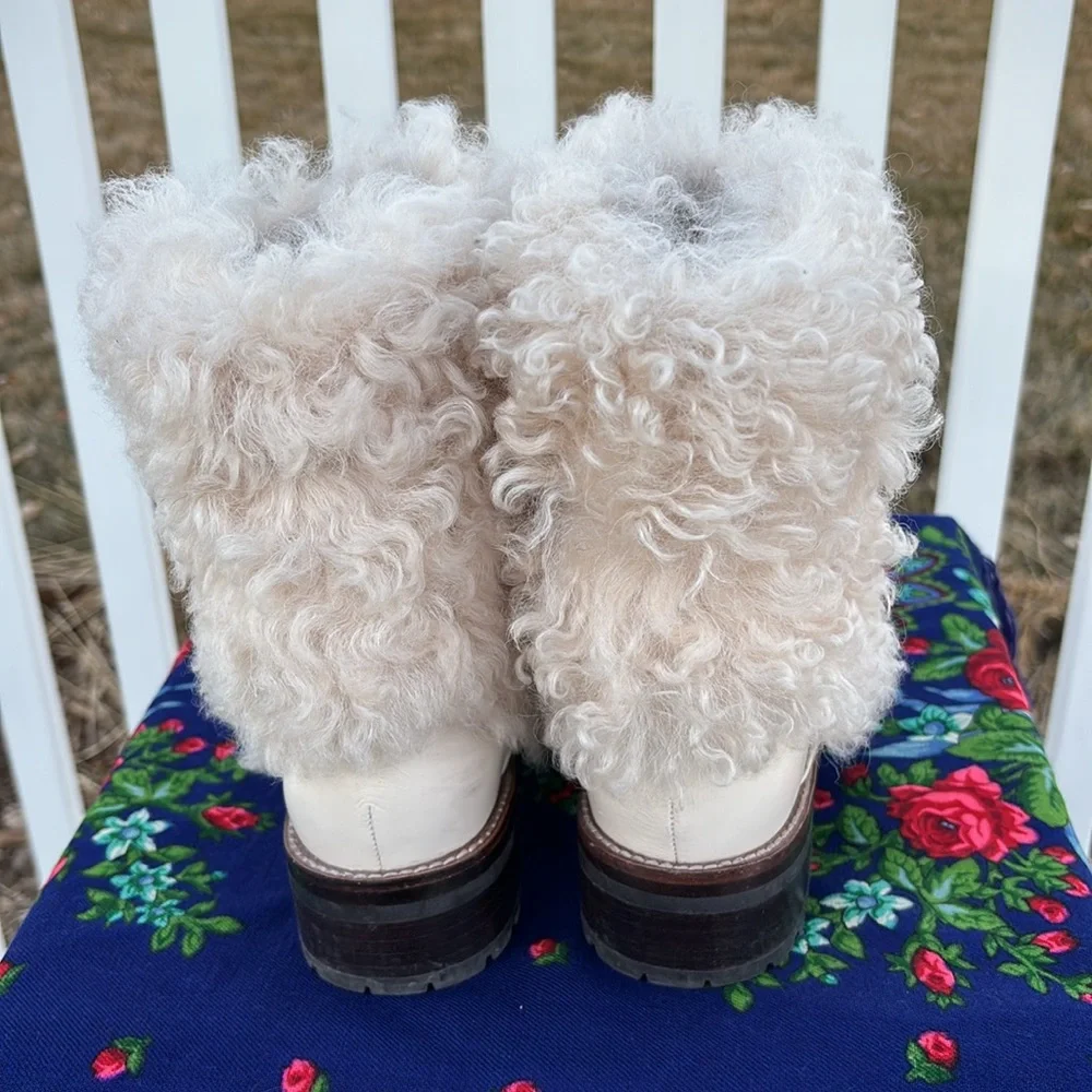 Coach Cream Shearling and Leather Flat Boots Size 6.5 - Picture 5 of 8